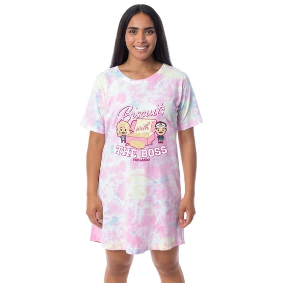 Ted Lasso Women's Biscuits With The Boss Chibi Nightgown Sleep Pajama Shirt