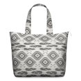 thumbnail image 1 of Symmetrical Plaid Travel Duffel for Women, Boho Rustic Tote Bag with Abstract Tribal Patterns and Earthy Aesthetic, Multipurpose Weekender for Short Getaways, 1 of 5