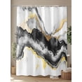 thumbnail image 4 of Boanket Polyester Fabric Black Marble Shower Curtain, Modern Gradient Abstract Waves Texture Waterproof Bathtub Curtain Bathroom Decor Set with Hooks 54 x 78 Inches,, 4 of 6
