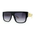 thumbnail image 2 of Rapper Flat Top Thick Metalic Chain Arm Plastic Sunglasses Black Gold - Smoke, 2 of 4