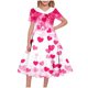 thumbnail image 1 of Vestido de manga corta con cuello en V para niña, estampado de manga corta, falda con cuello doblado y cintura mediana y grande, de poliéster., 1 of 6