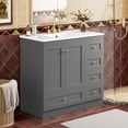 thumbnail image 2 of 36 inch Shaker Style Free-Standing Bathroom Vanity Cabinet with Ceramic Sink, 4 Soft-close Drawers and 2 Soft-close doors, 2 of 9