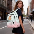 thumbnail image 3 of Jeiento 17 Inch Kids School Backpack for Girls Large Capacity Lightweight Daypack Water-Resistant Polyester Multi-Pocket Bookbag, Capybara Ice Cream Back to School Gifts, 3 of 7