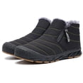 thumbnail image 1 of Botas Nieve Forradas Piel Botas Caña Corta Ligeras para Hombre para El Invierno (Negro 45), 1 of 9
