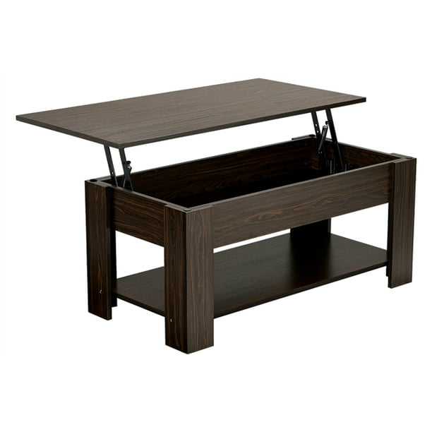 Easyfashion Modern Wood Lift Up Top, Espresso Small Coffee Tables