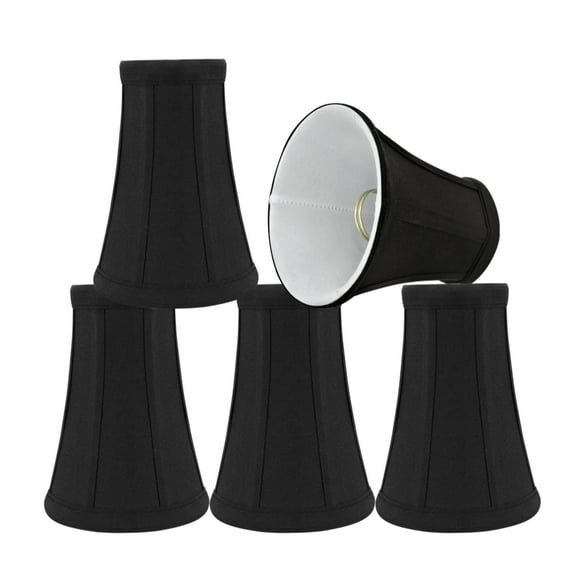 Aspen Creative 30244-5 Small Bell Shape Chandelier Clip-On Lamp Shade Set (5 Pack), Transitional Design in Black, 4" bottom width (2 1/2" x 4" x 5" )