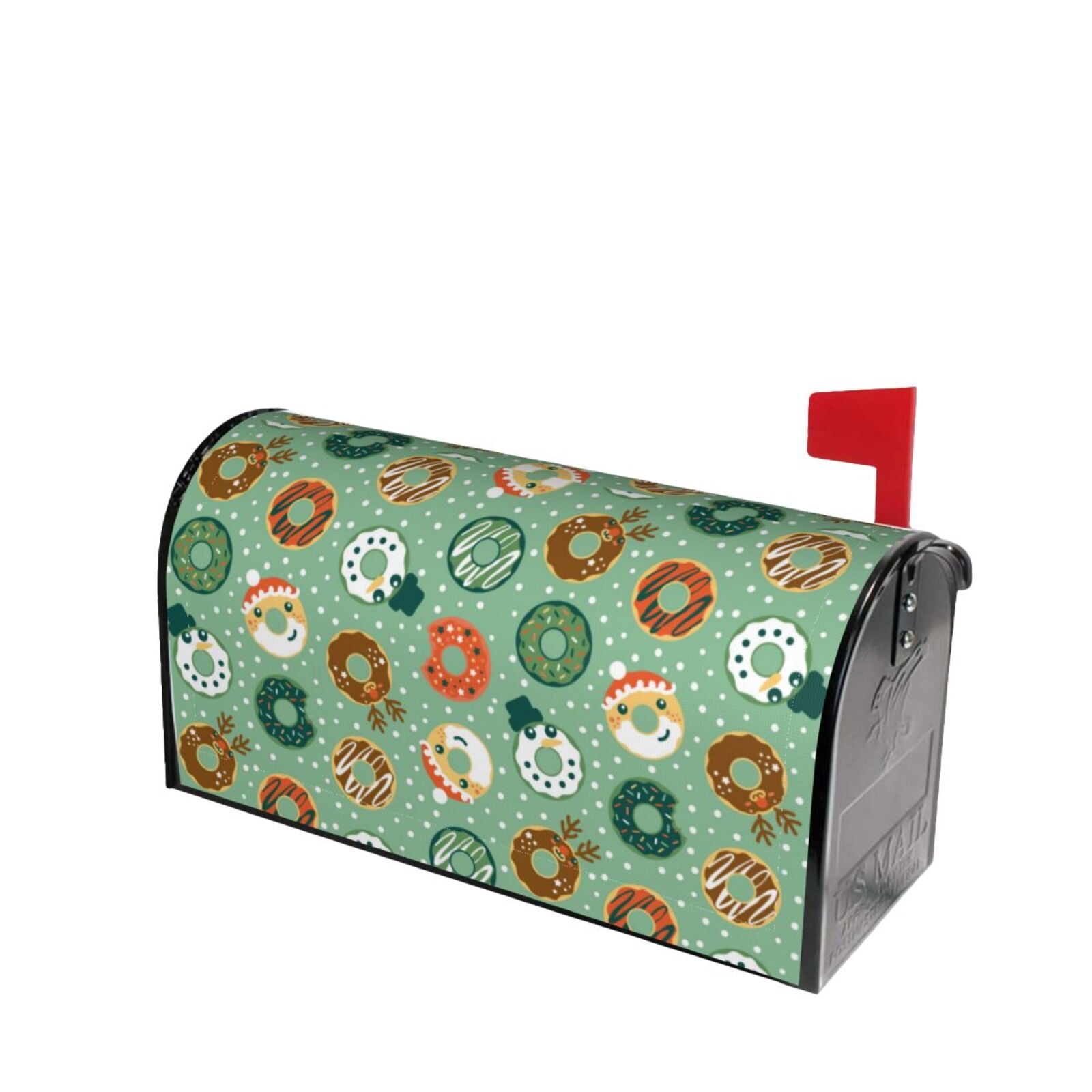 Xecao Christmas Donuts for Mailbox Cover with Magnetic Strips, Waterproof and Sunscreen, Adds a Decorative Touch to Your Garden Yard.