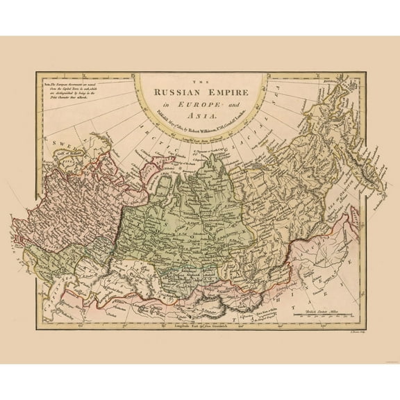 Historic Map - Russian Empire - Wilkinson 1801 - Vintage Wall Art