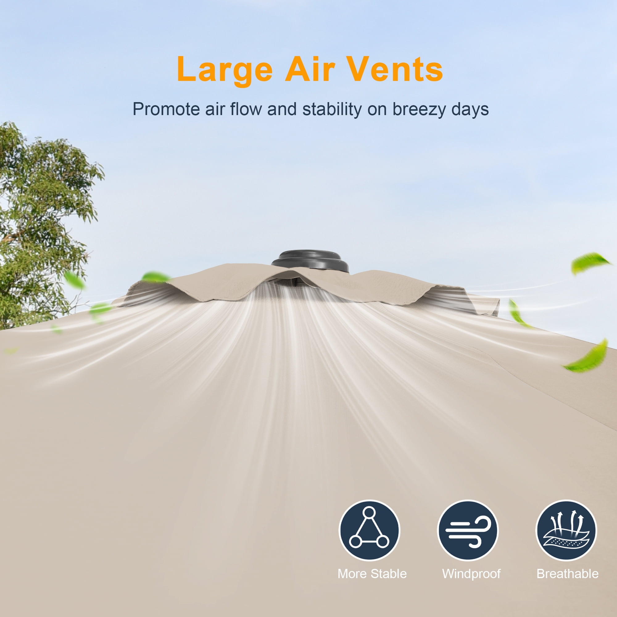 ACEGOSES 9ft Patio Umbrella with Tilt and Crank Waterproof Sunshade Canopy 8 Ribs,Beige