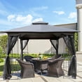 thumbnail image 4 of Outdoor Patio Gazebo Canopy Tent With Double Roof, Mosquito Net & Ventilation, 10x10 Gray - Perfect for Lawn, Garden, Backyard, Deck, 4 of 8