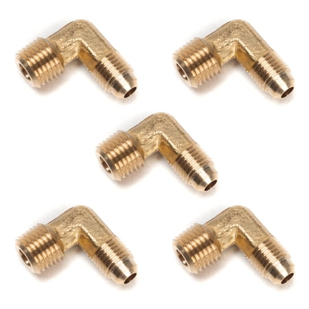 LTWFITTING Brass Flare 1/4 OD x 1/4 Male NPT 90 Degree Elbow Tube Fitting (pack of 5)