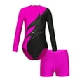 thumbnail image 4 of iiniim Kids Girls Dance Outfits 2 Piece Long Sleeve Ballet Gymnastics Leotards with Shorts Set Athletic Sport Tracksuit Hot Pink 8, 4 of 7