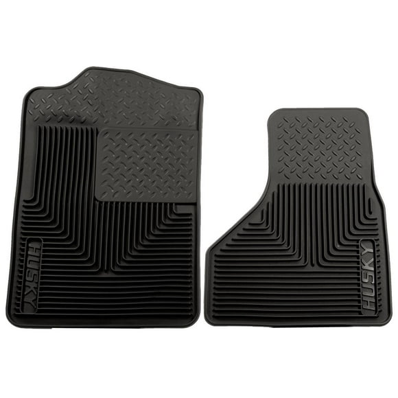 Husky Liner Floor Mat 51201 Heavy Duty Floor Mats; Direct-Fit; Diamond Tread With Thick Drivers Heel Pad; Black; Rubber; 2 Piece