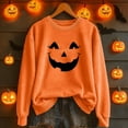 thumbnail image 2 of Arlun,Oversized Halloween Pumpkin Face Sweatshirts for Women Casual Loose Comfy Funny Graphic Printed Pullovers Sweatshirt Ladies Crewneck Solid Color Fall Hoodless Tops Orange6 M, 2 of 3
