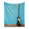 thumbnail image 1 of Guitar Soft Flannel Fleece Throw Blanket, Rock Band Retro Photo of Electric Musical Instrument with Strings, Cozy Plush for Indoor and Outdoor Use, 70" x 90", Aqua Umber, by Ambesonne, 1 of 6