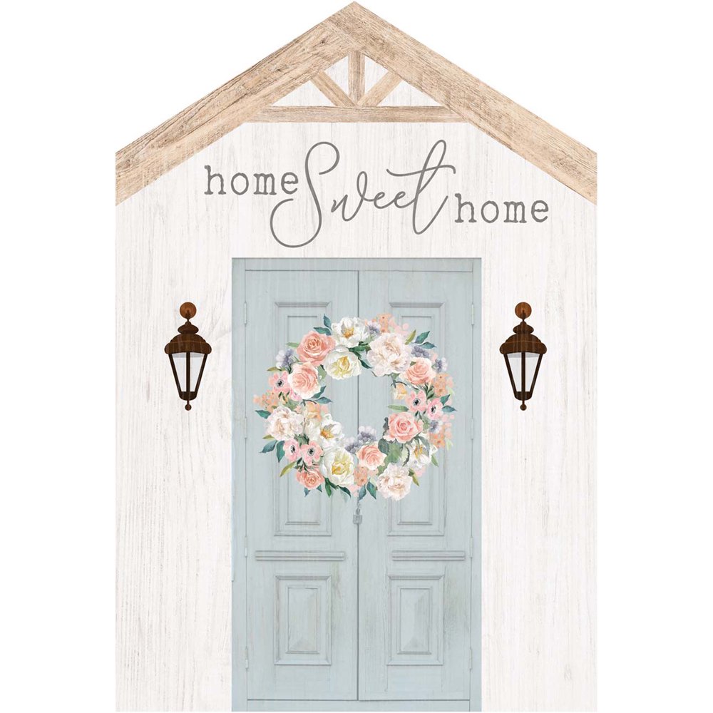 P. Graham Dunn Home Sweet Home Floral Whitewash House Shaped 5.5 x 8