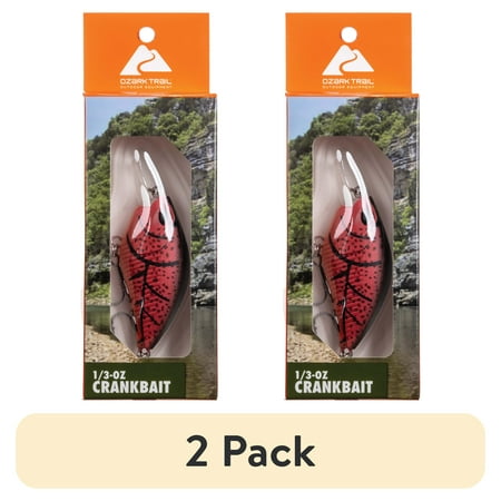(2 pack) Ozark Trail 1/3oz Crankbait- Red Craw Fishing Lure
