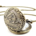 thumbnail image 2 of Unisex Vintage Train Embossment Case Rib Chain Analog Quartz Pocket Watch, 2 of 6