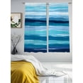 thumbnail image 4 of Abstract Ocean Sheer Curtains 63 Inch Long 2 Panels, Watercolor Ombre Wave Stripe Blue Theme Light Filtering Rod Pocket Curtains, Sheer Voile Drapes for Living Room Bedroom, 52"x63", 4 of 8