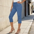 thumbnail image 2 of NinXxx Women's High Waist Stretchy Button Pocket Pull On Cropped Yoga Pants Light Blue XXXL, 2 of 7