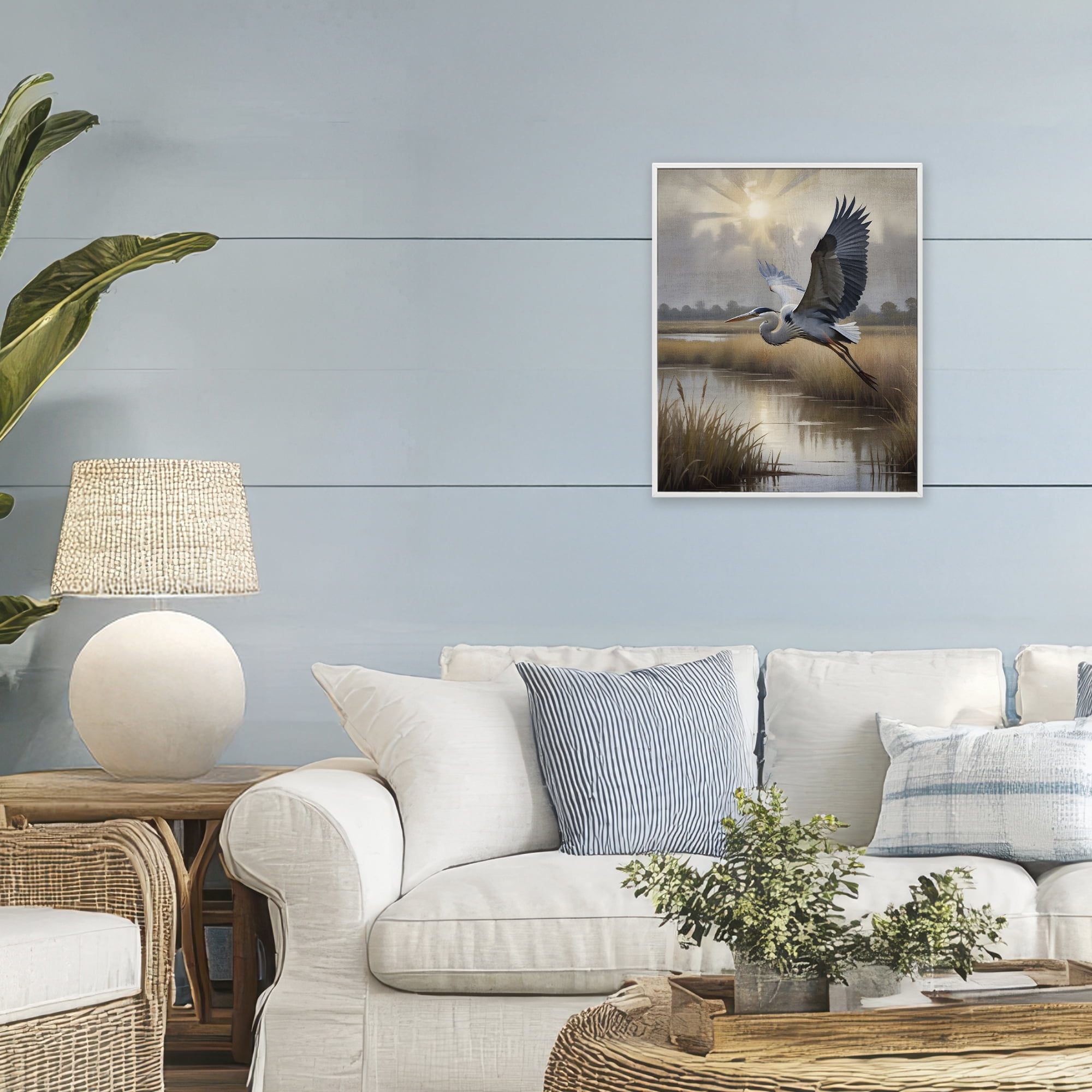 Stupell Industries Heron Flight over Wetlands White Framed Giclee Art, design by Susan Arnot