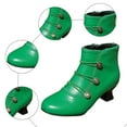 thumbnail image 4 of Rokment Women's Retro Dress Combat Boots with Side Zipper Christmas Dancing Party Vintage Leather Round Toe Mid Heel Dressy Ankle Booties Green Size 9, 4 of 8