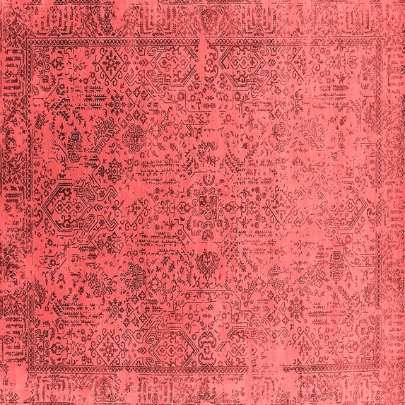 Ahgly Company Indoor Square Oriental Red Industrial Area Rugs, 3' Square