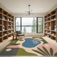 thumbnail image 2 of ODIKA 9'x12' Washable Area Rug Non-Slip, Chair-Friendly Multicolor Abstract Geometric Design Modern Shapes with Flowing Lines for Dining Room, Basement, Large Office, 2 of 7