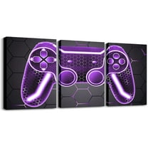 Hieng Gaming Wall Art for Home for Boys Teen Video Game Wall Painting for Kids Gamer Canvas Posters Picture Wall Art for Gamepad Home Decorations Blue Black Grey,12x16 Inch 3 Piece