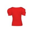 thumbnail image 4 of Qmyliery Women Short Puff Sleeve Tops, Summer V Neck Solid Color Zip Up Slim Fit T-Shirts,S/M/L/XL, 4 of 8