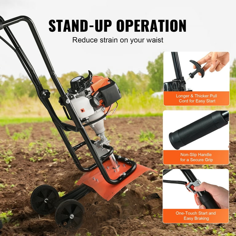 KFFKFF Tiller Cultivator, 31CC 4-Stroke Garden Tilling Machine