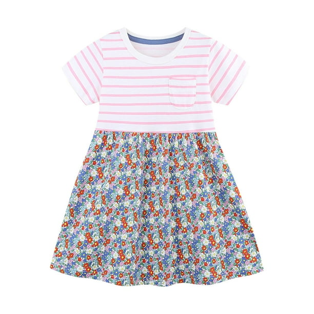 Odeerbi Vestido de Manga Corta Con Estampado de Dibujos Animados Para Niñas Vestido de Manga Corta Con Estampado de Dibujos Animados Para Niñas