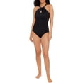 thumbnail image 2 of Embrace Your Curves™ By Miracle Brands® Women's and Women's Plus Sloane Keyhole Front One Piece Black Swimsuit, 2 of 8
