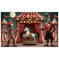 thumbnail image 1 of Thème Coloré Bannière de Cirque Design Clown Éléments Décoratifs Rideaux Rouges Décoration de Fête Carnaval pour Enfants Décoration Intérieure Célébration d'Anniversaire, 1 of 5