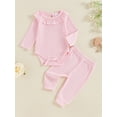 thumbnail image 3 of xiaxaixu Baby Girl 2Pcs Fall Outfits Long Sleeve Ruffle Collar Romper + Pants Set Infant Clothing, 3 of 8