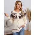 thumbnail image 6 of Cogild Cardigan Sweaters for Women - Vintage Fair Isle Geometric Knit Button up Sweater, 6 of 8