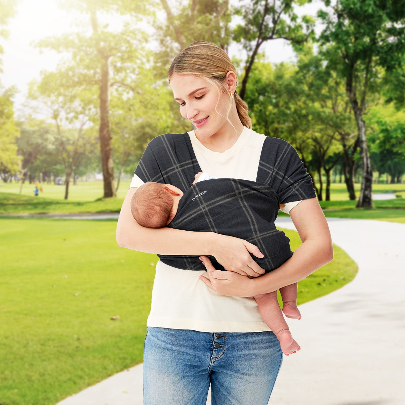 Momcozy Baby Wrap, Baby Carrier, Easy to Wear, Hands-Free, Adjustable for Newborn to Toddler, 8-35 lbs