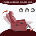 thumbnail image 5 of UHOMEPRO Swivel Rocker Recliner Chair, Faux Leather Manual Recliner with Heat and Massage, 360° Swivel Rocking Recliner Chair for Living Room, Home Theater Seating, Black, 5 of 9