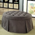 thumbnail image 2 of Furniture of America Amalie Ottoman de Rangement Rond en Tissu Gris, 2 of 6