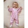 thumbnail image 6 of BemeyourBBs Girl Plaid Romper Long Sleeve Doll Collar Letter Embroidery Jumpsuit, 6 of 9