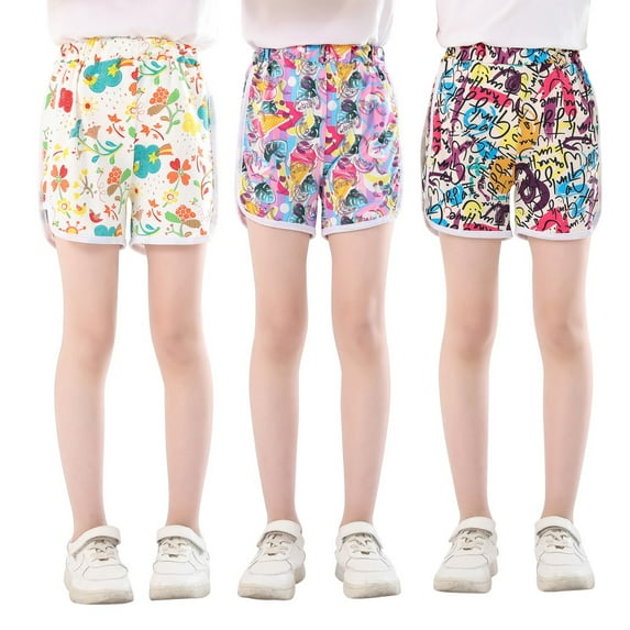 3Pack Kids Girls Boys Beach Shorts Running Athletic Swim Toddlers Dance Yoga Workout Shorts Swimsuit Trunks 2-11 Years