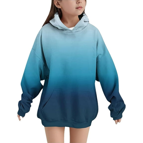 YunPes Trendy Oversized Hoodies for Girls Gradient Long Sleeve Hooded Sweatshirts with Pockets Teen Daily Athletic Pullover