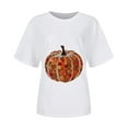 thumbnail image 5 of qolati Halloween Sequin Pumpkin Women Tops Retro Fall Print Crew Neck T-Shirt Thanksgiving Day Going Out Sweatshirts for Women, 5 of 5