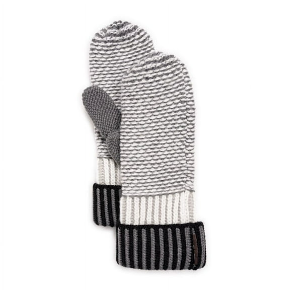 MUK LUKS Women's Textured Mitten, Grey, OS