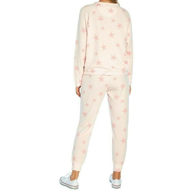 Cozy Pink Stars GAP Women's Lounge Wear Suit, Modal Fleece Jogger