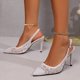 thumbnail image 2 of Bmisegm Women Sandals New Pattern Simple Solid Color Mesh Breathable Fashion Pointed Toe Thin Heel High Heels Sandals Women Summer White 7, 2 of 9