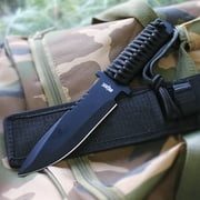 11" RTEK Tactical Fixed Blade Hunting Knife Cord Wrapped Handle