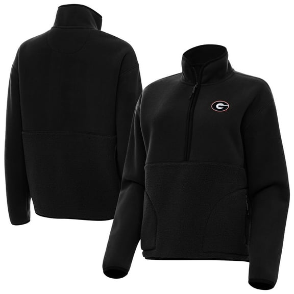 Women's Antigua Black Georgia Bulldogs Figure Quarter-Zip Jacket