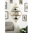 thumbnail image 6 of Kate and Laurel Melora Mid-Century Modern Corner Shelf, 24 x 38 x 17, Walnut and Gold, Glamorous Floating Corner Shelving with Four Shelves and Unique Geometric Shape, 6 of 7