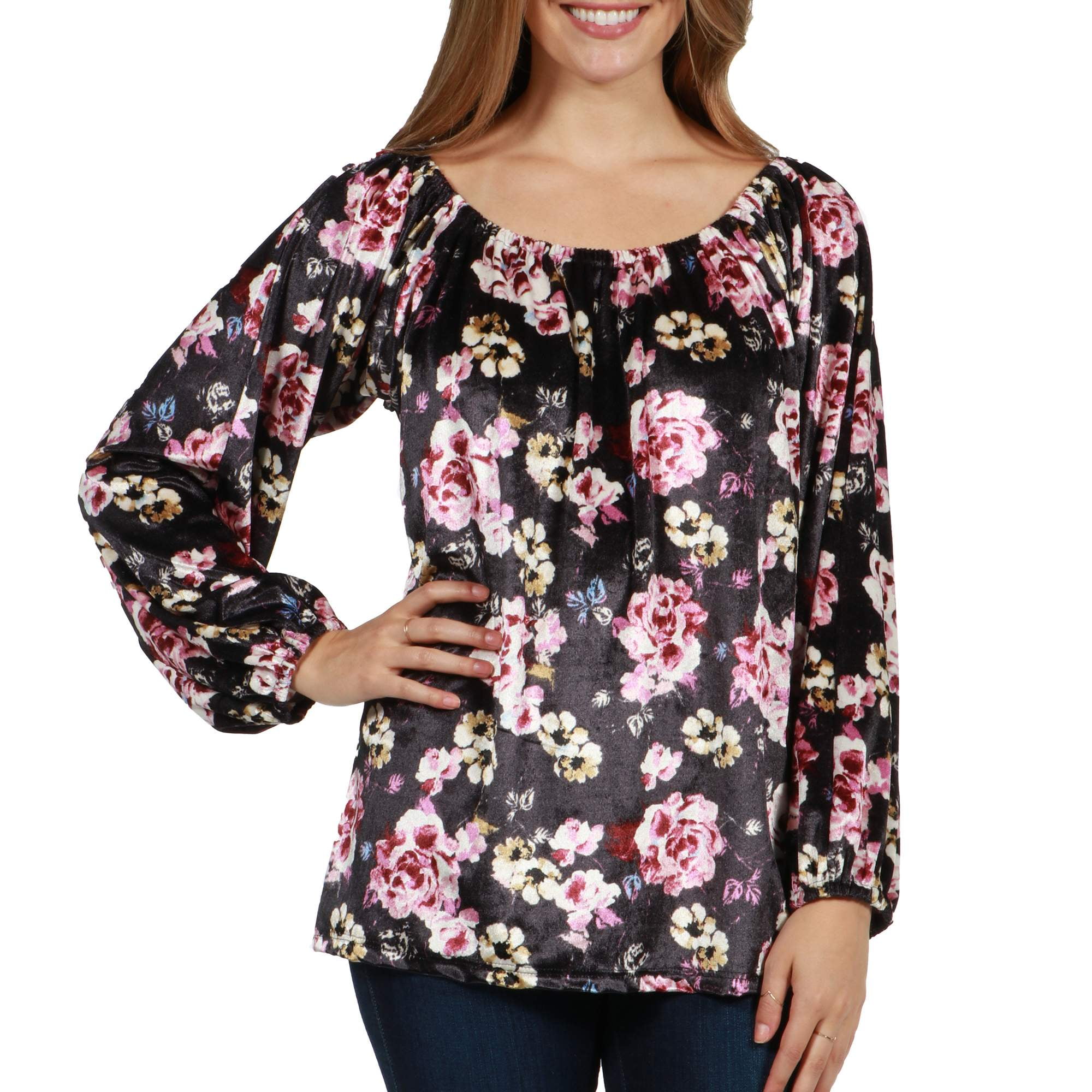 24/7 Comfort Apparel Lindsay Velvet Tunic Top